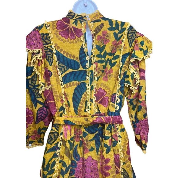 FARM RIO Yellow Flowerdoscopic Mini Dress NWOT T Size Medium - Picture 10 of 11